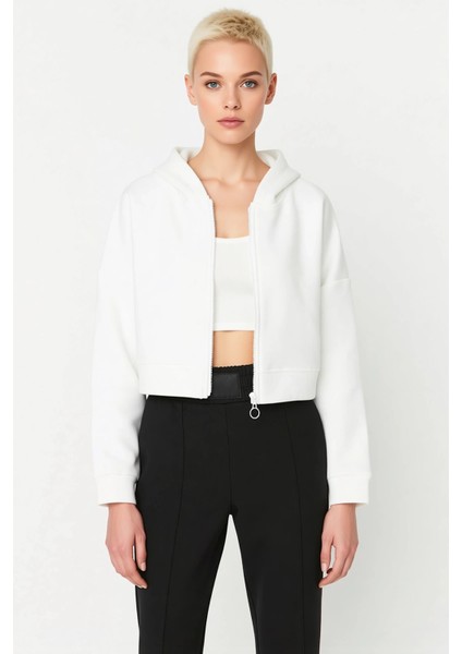 Kadın Kapüşonlu Fermuarlı Düşük Kol Örme Sweatshirt Fonksiyonel Dayanıklı Kaliteli Estetik modelleri