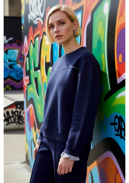 Kadın Bisiklet Yaka Düşük Kol Uzun Kollu Sweatshirt Fonksiyonel Dayanıklı Kaliteli Estetik indirimleri