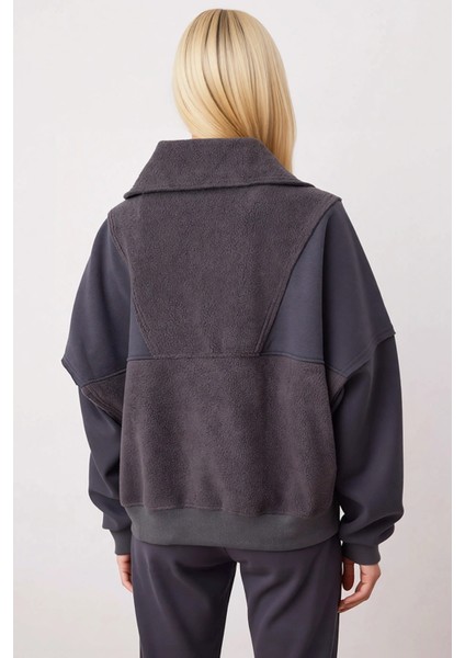 Kadın Dik Yaka Düşük Kol Fermuarlı Polar Sweatshirt Fonksiyonel Dayanıklı Kaliteli Estetik fırsatları