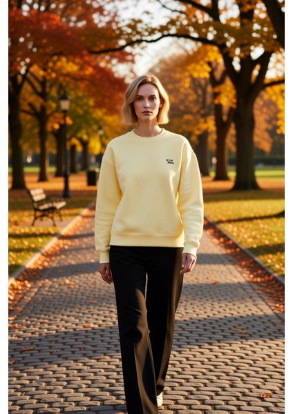 Kadın Bisiklet Yaka Düşük Kol Nakışlı Örme Sweatshirt Fonksiyonel Dayanıklı Kaliteli Rahat