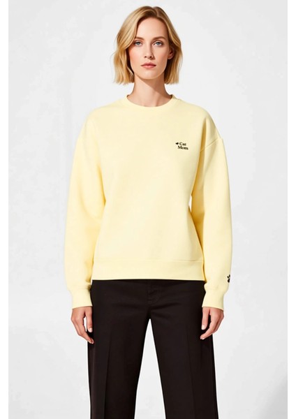 Kadın Bisiklet Yaka Düşük Kol Nakışlı Örme Sweatshirt Fonksiyonel Dayanıklı Kaliteli Rahat modelleri