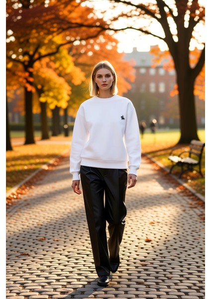 Kadın Bisiklet Yaka Düşük Kol %100 Pamuk Sweatshirt Fonksiyonel Dayanıklı Kaliteli Estetik