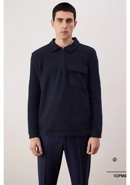 Erkek Polo Yaka Fermuarlı Cep Detaylı %100 Pamuk Sweatshirt Fonksiyonel Dayanıklı Kaliteli modelleri