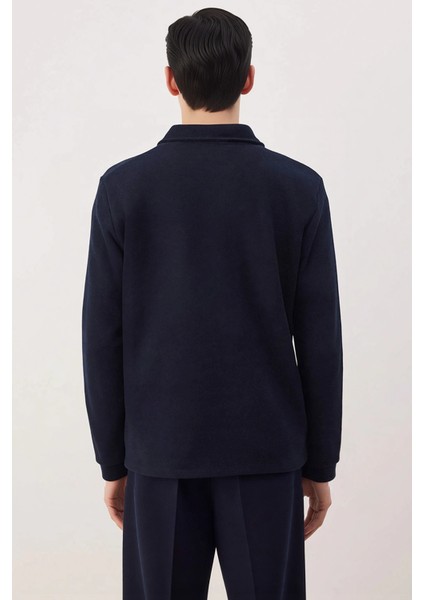 Erkek Polo Yaka Fermuarlı Cep Detaylı %100 Pamuk Sweatshirt Fonksiyonel Dayanıklı Kaliteli fırsatları