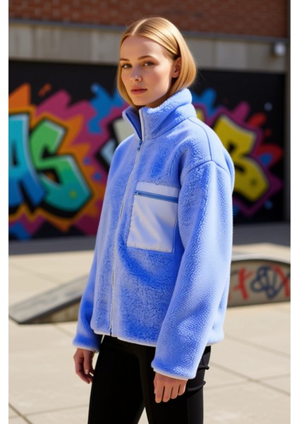 Kadın Dik Yaka Düşük Kol Tam Fermuarlı Peluş Sweatshirt Fonksiyonel Dayanıklı Kaliteli Şık indirimleri