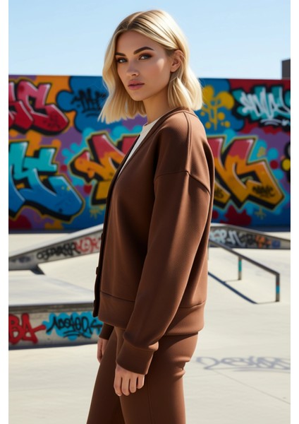 Kadın V Yaka Düşük Kol Uzun Kollu Geniş Kalıp Örme Üst Fonksiyonel Dayanıklı Kaliteli Spor indirimleri