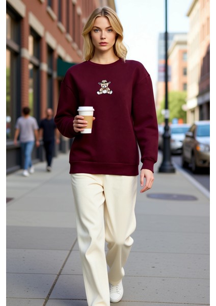 Kadın Bisiklet Yaka Düşük Kol Nakışlı Regular Kalıp Sweatshirt Fonksiyonel Dayanıklı Rahat fiyatları