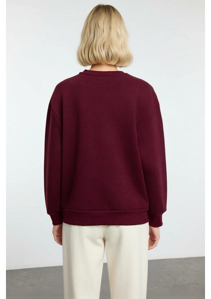 Kadın Bisiklet Yaka Düşük Kol Nakışlı Regular Kalıp Sweatshirt Fonksiyonel Dayanıklı Rahat fırsatları