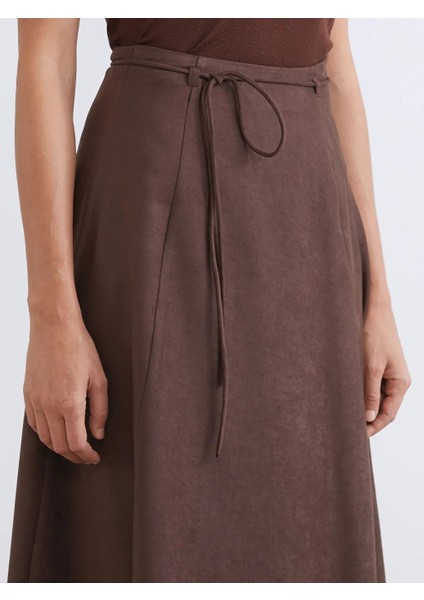 Lcw Vision Kahverengi Beli Fermuarlı Kloş Etek modelleri