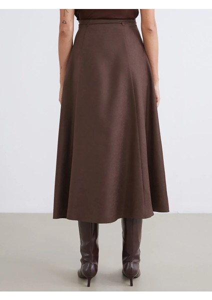 Lcw Vision Kahverengi Beli Fermuarlı Kloş Etek fırsatları