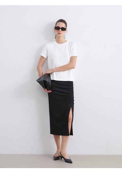 Lcw Vision Siyah Beli Lastikli Büzgülü Etek