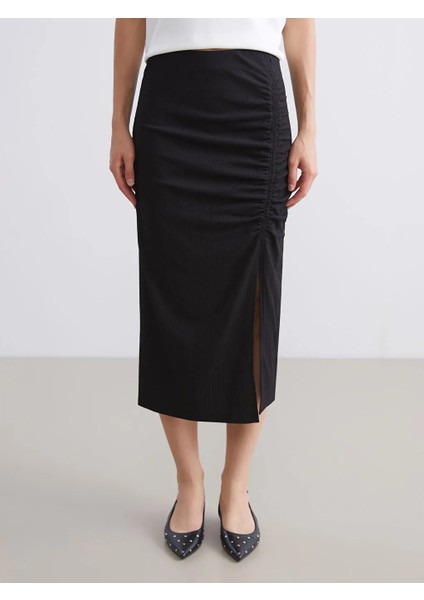 Lcw Vision Siyah Beli Lastikli Büzgülü Etek fiyatları