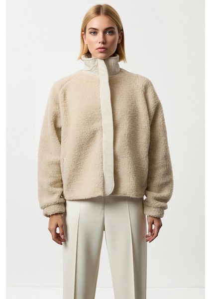 Kadın Dik Yaka Düşük Kol Fermuarlı Peluş Kalın Örme Sweatshirt Fonksiyonel Dayanıklı Rahat modelleri