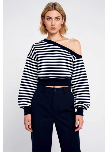 Kadın Asimetrik Yaka Düşük Kol Regular Kalıp Örme Sweatshirt Fonksiyonel Dayanıklı Estetik modelleri