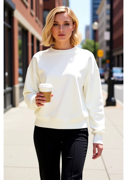 Kadın Bisiklet Yaka Düşük Kol Uzun Kollu Regular Kalıp Sweatshirt Fonksiyonel Dayanıklı Şık fiyatları