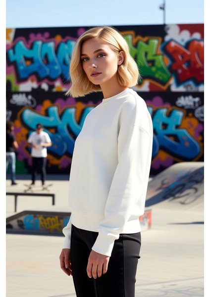 Kadın Bisiklet Yaka Düşük Kol Uzun Kollu Regular Kalıp Sweatshirt Fonksiyonel Dayanıklı Şık indirimleri