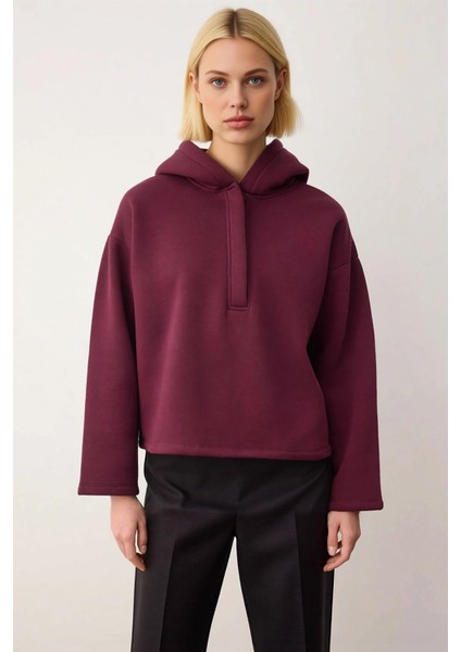 Kadın Kapüşonlu Düşük Kol Oversize Örme Sweatshirt Fonksiyonel Dayanıklı Kaliteli Konforlu modelleri