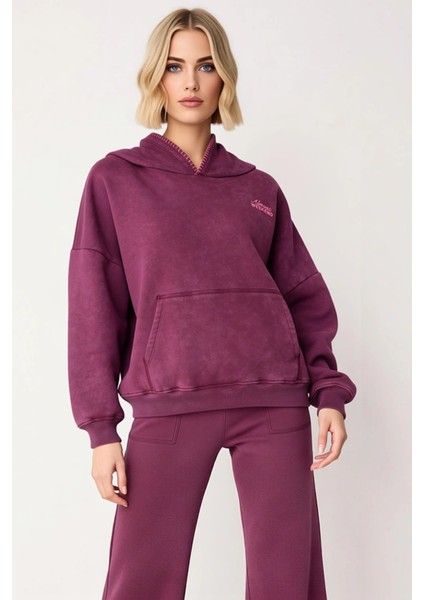 Kadın Kapüşonlu Düşük Kol Örme Sweatshirt Fonksiyonel Dayanıklı Kaliteli Konforlu Estetik Şık modelleri