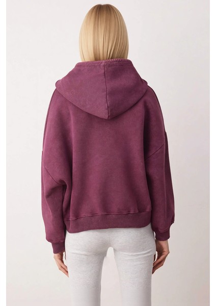 Kadın Kapüşonlu Düşük Kol Örme Sweatshirt Fonksiyonel Dayanıklı Kaliteli Konforlu Estetik Şık fırsatları