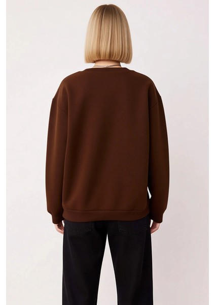 Kadın Bisiklet Yaka Düşük Kol Nakışlı Normal Kesim Örme Sweatshirt Fonksiyonel Dayanıklı Şık fırsatları