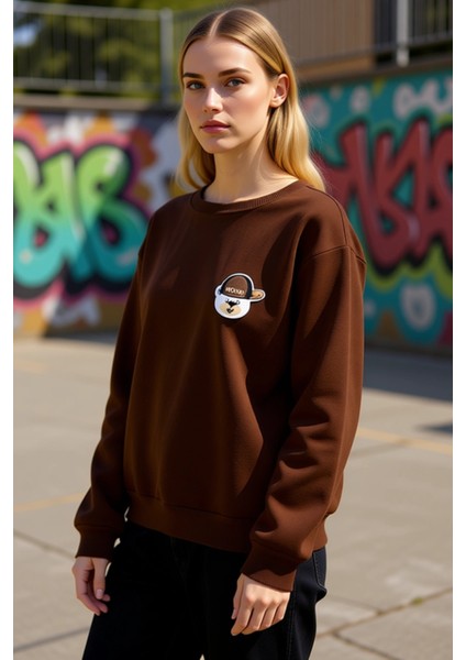 Kadın Bisiklet Yaka Düşük Kol Nakışlı Normal Kesim Örme Sweatshirt Fonksiyonel Dayanıklı Şık indirimleri