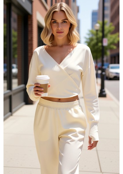 Kadın V Yaka Uzun Kol Dalgıç Scuba Regular Kalıp Sweatshirt Fonksiyonel Dayanıklı Kaliteli fiyatları