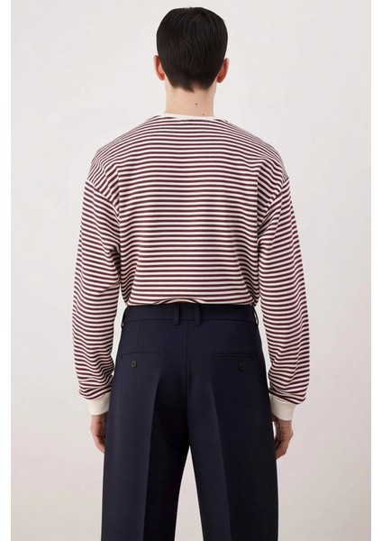 Erkek Bisiklet Yaka Standart Kol Çizgili Oversize Sweatshirt Fonksiyonel Dayanıklı Estetik fırsatları