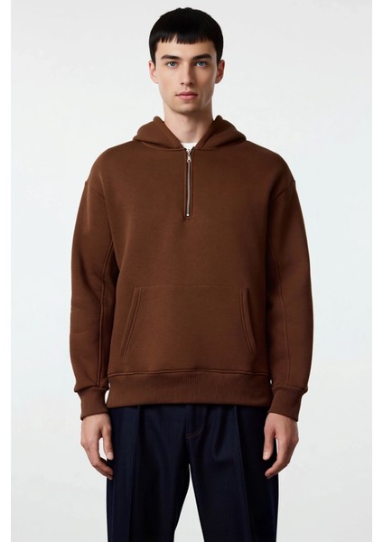 Erkek Kapüşonlu Fermuarlı Düşük Kol Uzun Kollu Kalıp Sweatshirt Fonksiyonel Dayanıklı Spor modelleri