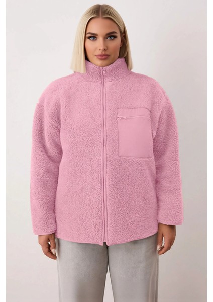 Kadın Oversize Dik Yaka Fermuarlı Düz Örme Sweatshirt Fonksiyonel Dayanıklı Kaliteli Rahat modelleri