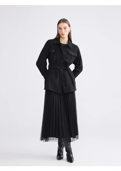 Lcwaıkıkı Classic Siyah Beli Lastikli Pileli Etek fiyatları