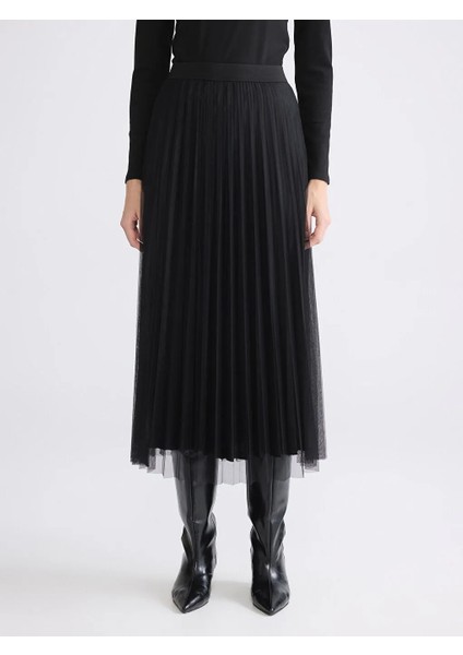 Lcwaıkıkı Classic Siyah Beli Lastikli Pileli Etek modelleri