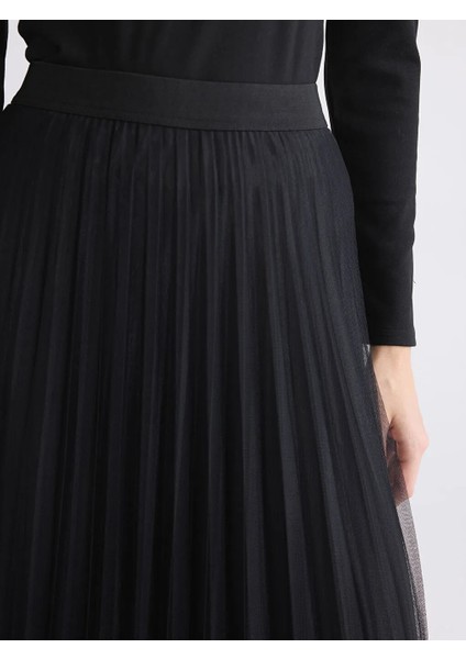 Lcwaıkıkı Classic Siyah Beli Lastikli Pileli Etek fırsatları
