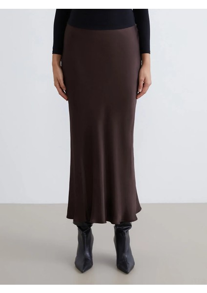 Lcw Vision Kahverengi Beli Lastikli A Kesim Saten Etek fırsatları