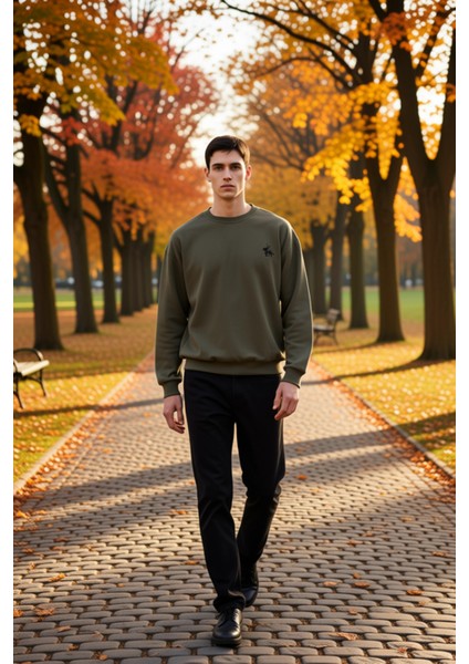 Erkek Bisiklet Yaka Düşük Kol Uzun Kol Sweatshirt Fonksiyonel Dayanıklı Kaliteli Konforlu Şık