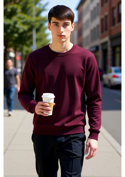 Erkek Bisiklet Yaka Standart Kol Regular Kalıp Sweatshirt Fonksiyonel Dayanıklı Kaliteli Şık fiyatları