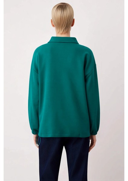 Kadın Polo Yaka Düşük Kol Nakışlı Fermuarlı Sweatshirt Fonksiyonel Dayanıklı Kaliteli Spor fırsatları