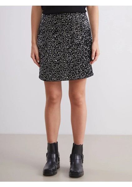 Xsıde Siyah Dar Fit Pul Payetli Mini Etek fiyatları