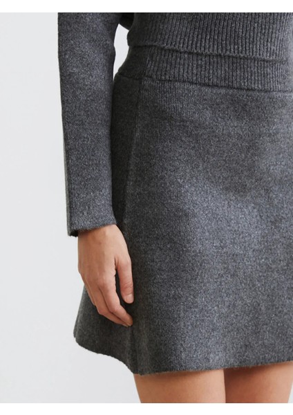 Lcw Vision Antrasit Beli Lastikli Triko Mini Etek modelleri