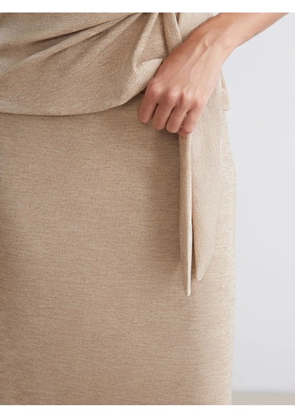 Soulife Kahverengi Beli Lastikli Midi Etek modelleri