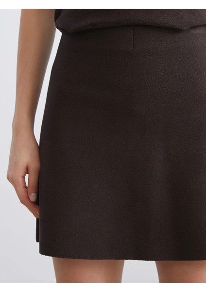 Lcw Vision Kahverengi Beli Lastikli Triko Mini Etek modelleri