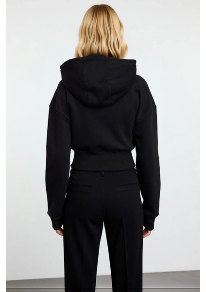 Kadın Kapüşonlu Fermuarlı Uzun Kollu Örme Sweatshirt Fonksiyonel Dayanıklı Kaliteli Modern fırsatları