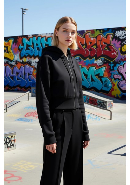 Kadın Kapüşonlu Fermuarlı Uzun Kollu Örme Sweatshirt Fonksiyonel Dayanıklı Kaliteli Modern indirimleri