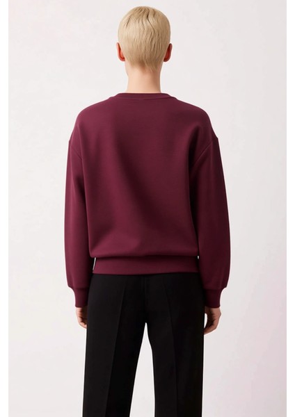 Kadın Bisiklet Yaka Düşük Kol Uzun Kollu Regular Kalıp Sweatshirt Fonksiyonel Dayanıklı Şık fırsatları