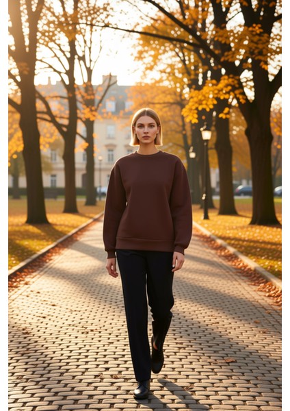 Kadın Bisiklet Yaka Düşük Kol Regular Kalıp Örme Sweatshirt Fonksiyonel Dayanıklı Kaliteli