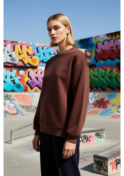 Kadın Bisiklet Yaka Düşük Kol Regular Kalıp Örme Sweatshirt Fonksiyonel Dayanıklı Kaliteli indirimleri