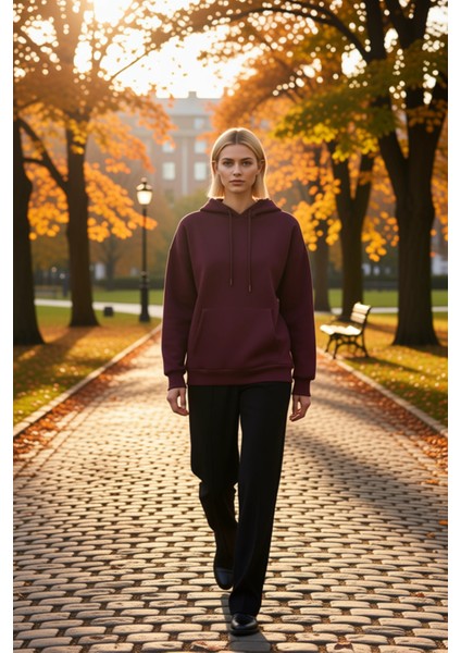 Kadın Kapüşonlu Düşük Kol Oversize Sweatshirt Fonksiyonel Dayanıklı Kaliteli Konforlu Spor