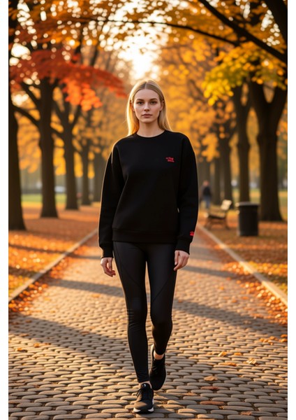 Kadın Bisiklet Yaka Düşük Kol Nakışlı Örme Sweatshirt Fonksiyonel Dayanıklı Kaliteli Rahat