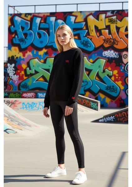 Kadın Bisiklet Yaka Düşük Kol Nakışlı Örme Sweatshirt Fonksiyonel Dayanıklı Kaliteli Rahat indirimleri