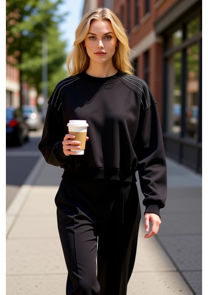 Kadın Bisiklet Yaka Reglan Kol Örme Sweatshirt Fonksiyonel Dayanıklı Kaliteli Konforlu Şık fiyatları