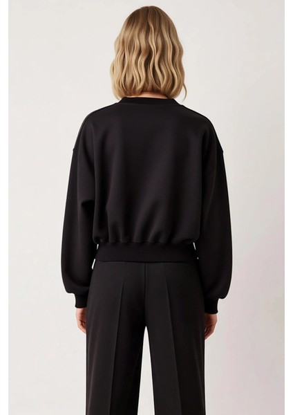 Kadın Bisiklet Yaka Reglan Kol Örme Sweatshirt Fonksiyonel Dayanıklı Kaliteli Konforlu Şık fırsatları